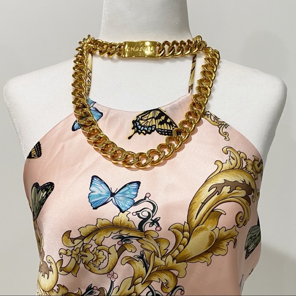 CHANEL VINTAGE Logo Gold Chain Belt Necklace - Picture 8 of 8